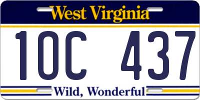 WV license plate 1OC437