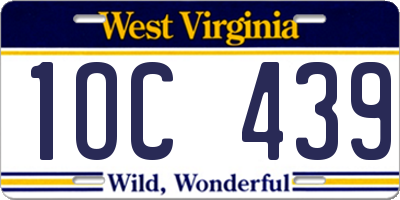 WV license plate 1OC439