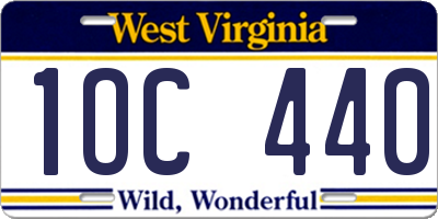 WV license plate 1OC440