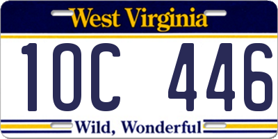 WV license plate 1OC446