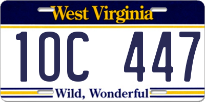 WV license plate 1OC447