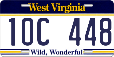 WV license plate 1OC448