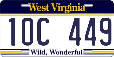 WV license plate 1OC449