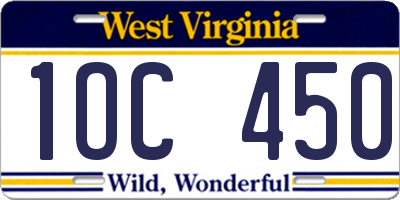 WV license plate 1OC450