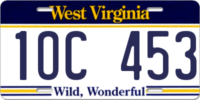 WV license plate 1OC453