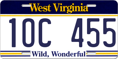 WV license plate 1OC455