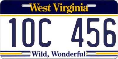 WV license plate 1OC456