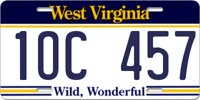 WV license plate 1OC457