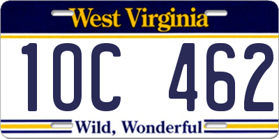 WV license plate 1OC462