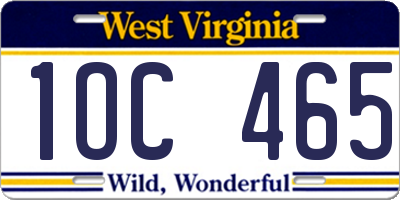 WV license plate 1OC465