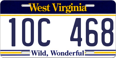 WV license plate 1OC468