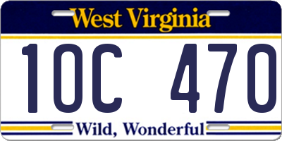 WV license plate 1OC470