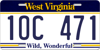 WV license plate 1OC471