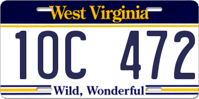 WV license plate 1OC472
