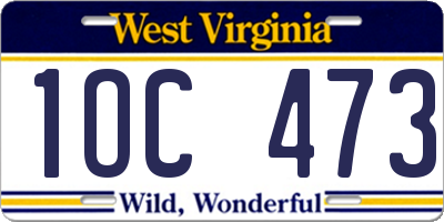 WV license plate 1OC473