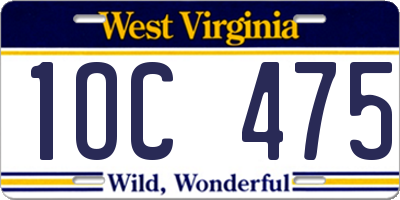 WV license plate 1OC475