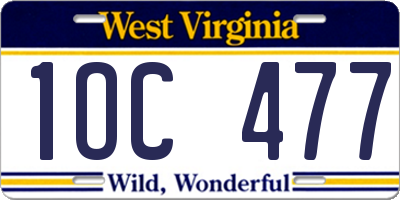WV license plate 1OC477