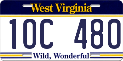 WV license plate 1OC480