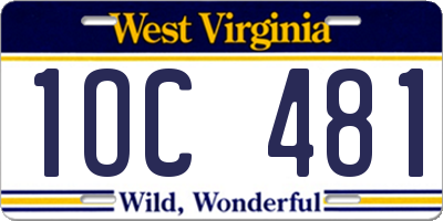 WV license plate 1OC481