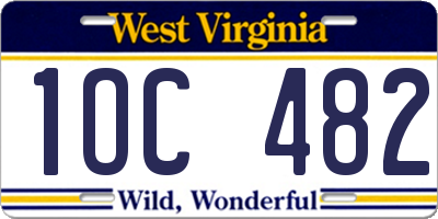 WV license plate 1OC482