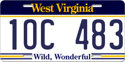 WV license plate 1OC483