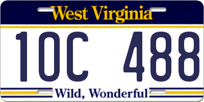 WV license plate 1OC488