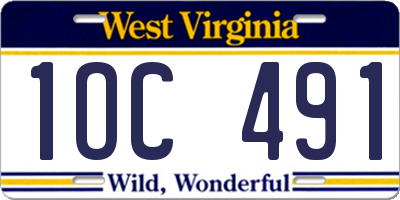 WV license plate 1OC491
