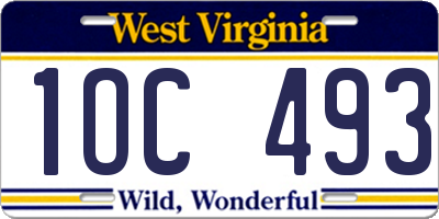 WV license plate 1OC493
