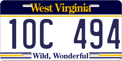 WV license plate 1OC494