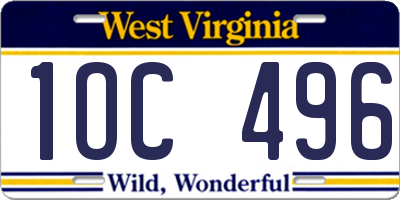 WV license plate 1OC496