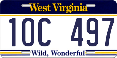 WV license plate 1OC497