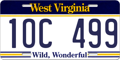 WV license plate 1OC499