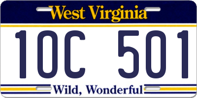 WV license plate 1OC501