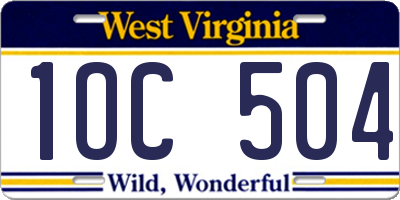 WV license plate 1OC504