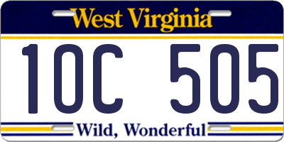 WV license plate 1OC505