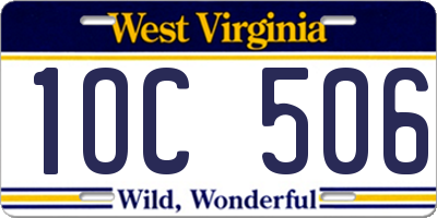 WV license plate 1OC506