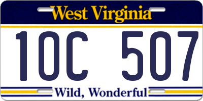 WV license plate 1OC507