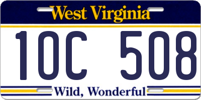 WV license plate 1OC508