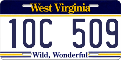 WV license plate 1OC509