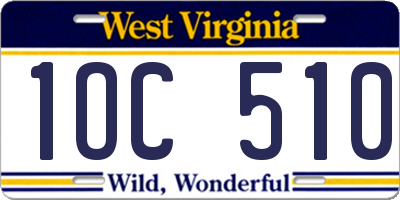 WV license plate 1OC510