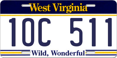 WV license plate 1OC511