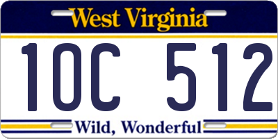 WV license plate 1OC512
