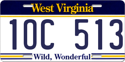 WV license plate 1OC513