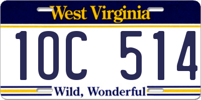 WV license plate 1OC514
