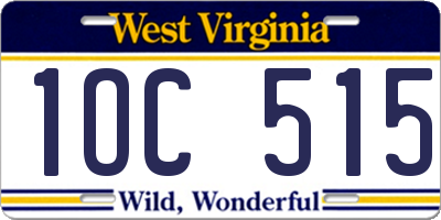 WV license plate 1OC515