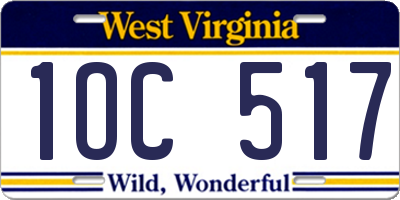 WV license plate 1OC517