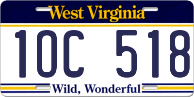 WV license plate 1OC518
