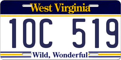 WV license plate 1OC519