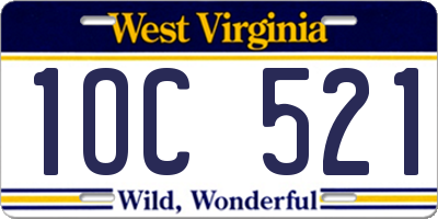 WV license plate 1OC521