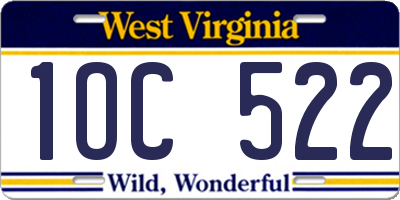 WV license plate 1OC522